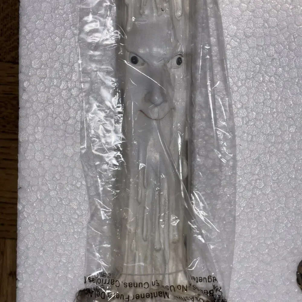 Moonlight Manor LED Lighted Halloween Candle Stick Set w Faces Gold Skull Base